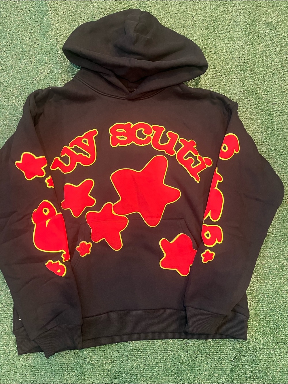spider hoodie Black Hoodie with Red Star Graphic Pullover